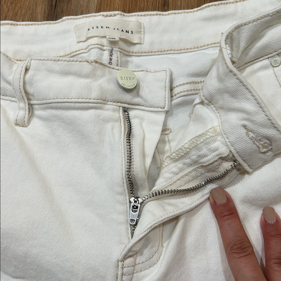 RISEN JEANS WOMENS CREAM WIDE LEG CUFFED JEANS Sz 7/28 - Picture 12 of 12